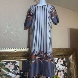 Size 11 12 1970s Retro Polyester Dress Womens Vintage Mod Midi